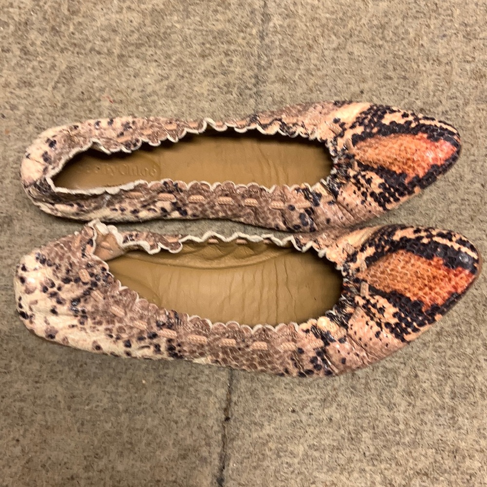 See by Chloe Jane Scalloped Leather Ballet Flats